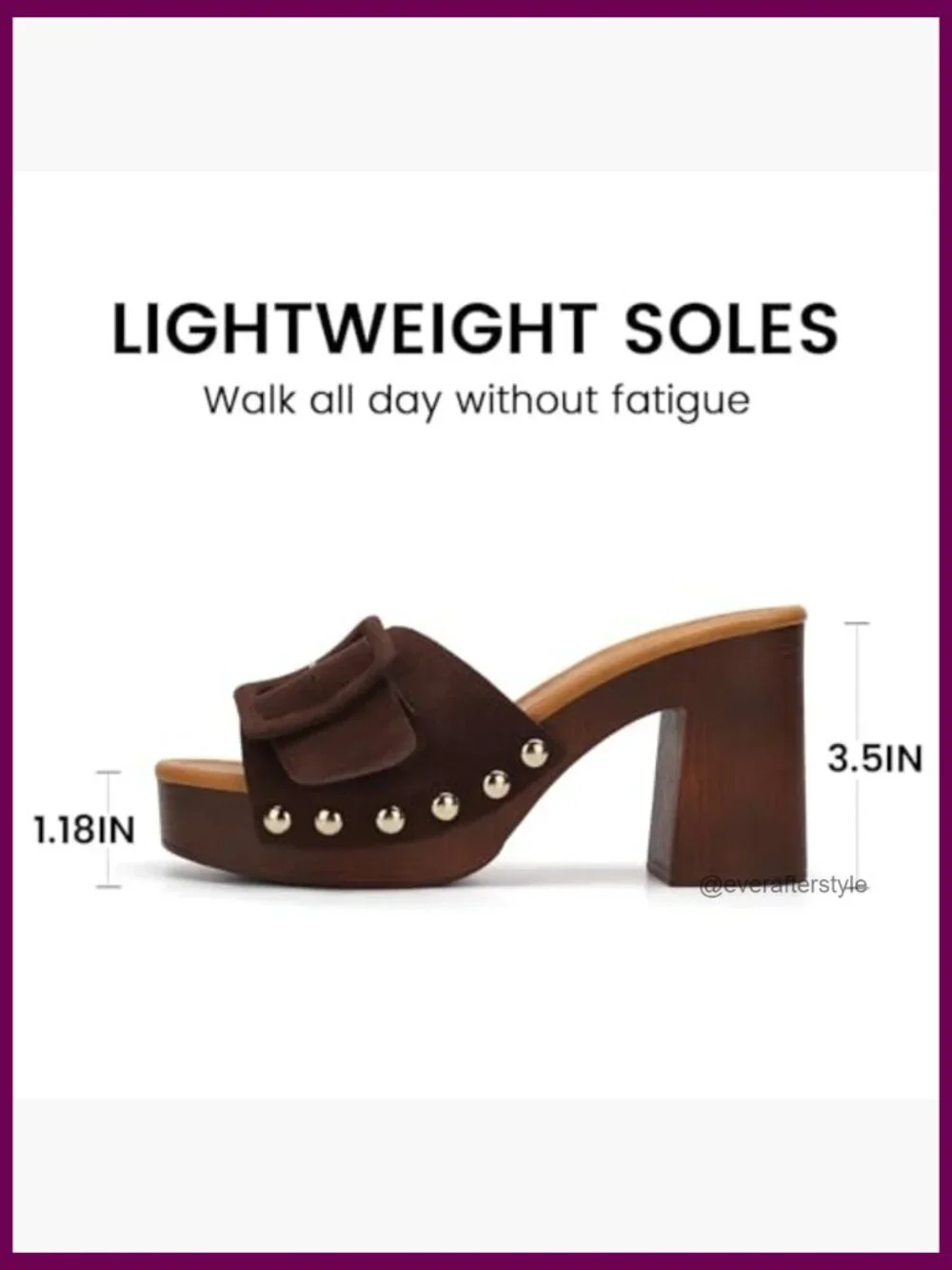 Women's Platform Mules Suede Buckle Sandals, High Chunky Block Heel Clogs,